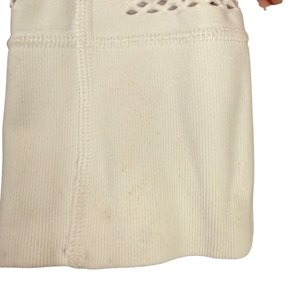 Alo Yoga Open Air Seamless Top Women Large White Mesh Long‎ Sleeve Crop Workout